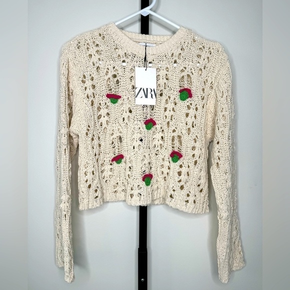 Zara Kids Floral Embroidered Sweater - Picture 4 of 8